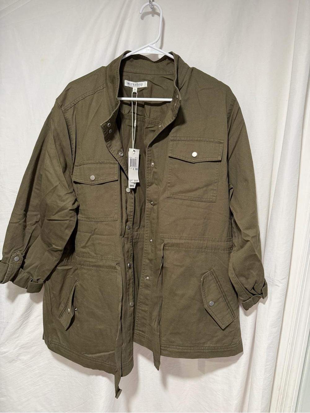 Workshop Republic Clothing Olive Military Field Jacket with Multiple Pockets
